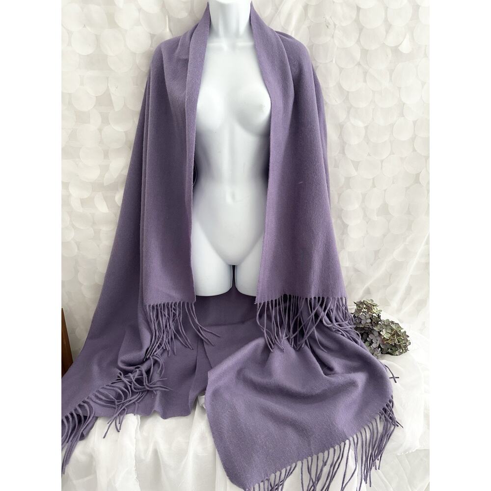 PUR CASHMERE 100% Cashmere Wrap Pashima Shawl Lavender Fringed INNER MONGOLIA - Picture 4 of 9